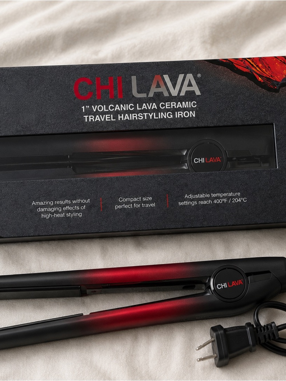 CHI Lava 1" Volcanic Ceramic Travel Flat Iron - Red and Black